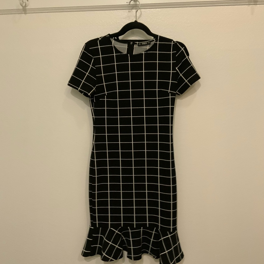 Black and White Grid Pattern Dress